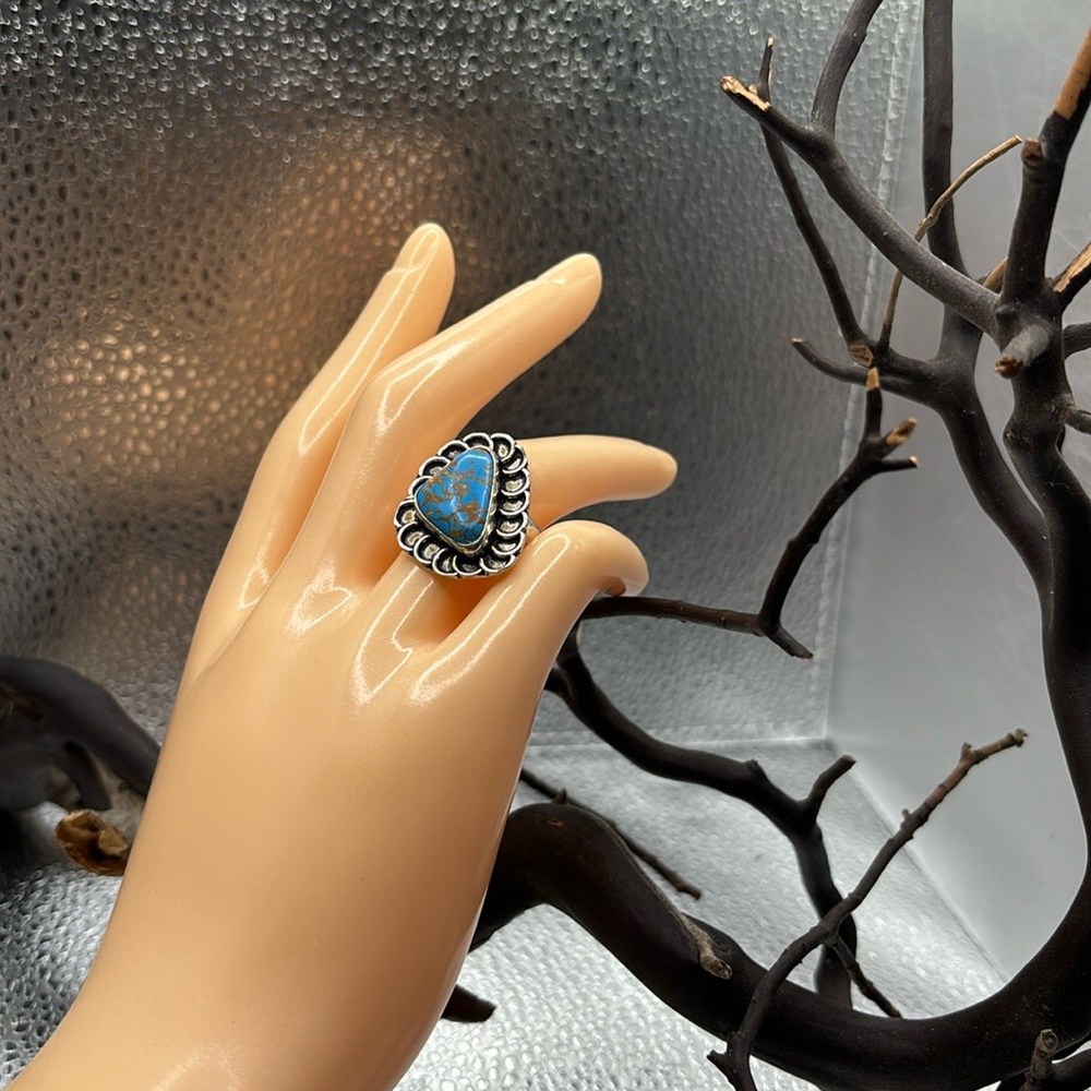 gorgeous copper turquoise, ring 7 3/4